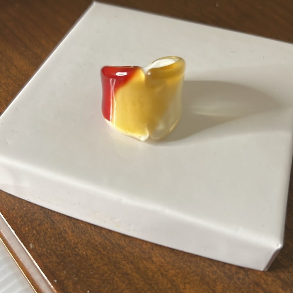 Red yellow white glass ring gold vibrant boho bohemian summer festival artisan